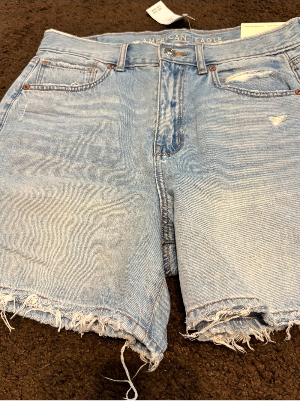 American Eagle Outfitters Light Wash Distressed highest rise baggy shorts size 6